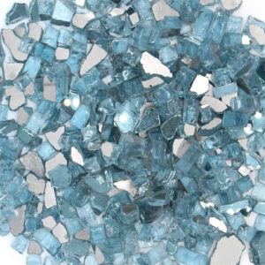 1/2 Inch Aqua Blue Reflective Tempered Glass Rocks for Fire Pit and Fireplace