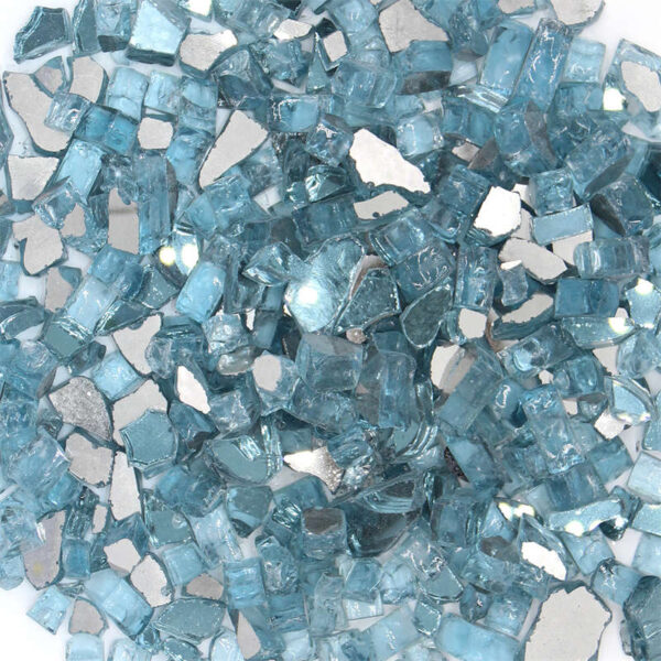 1/2 Inch Aqua Blue Reflective Tempered Glass Rocks for Fire Pit and Fireplace