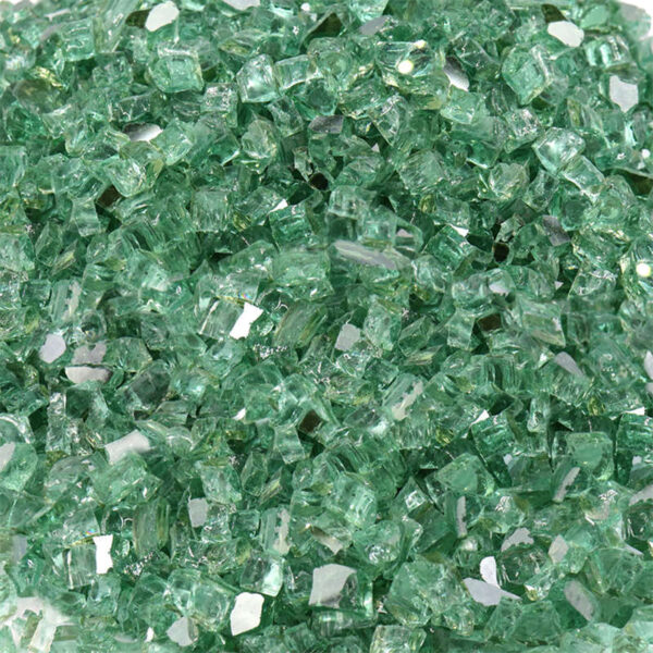 1/2 Inch Green Reflective Tempered Glass Rocks for Fireplace