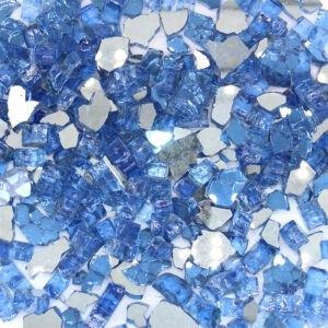 1/2 Inch Light Blue Reflective Tempered Glass Rocks for Fire Pit and Fireplace