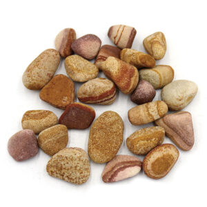 Rainbow Stone Pebbles – Beautiful Yellow with Red Stripes & Yellow Spots