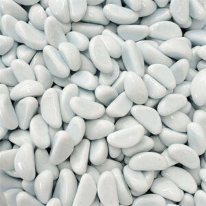White Glass Cashew – Decorative Pebbles for Unique Design Accents
